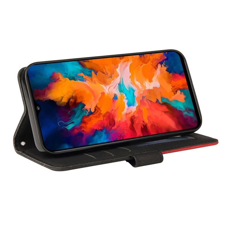 Ledertasche für Motorola Moto G50, Brieftasche mit Ständer, farbige Zusammensetzung, Handyhülle - Schwarz