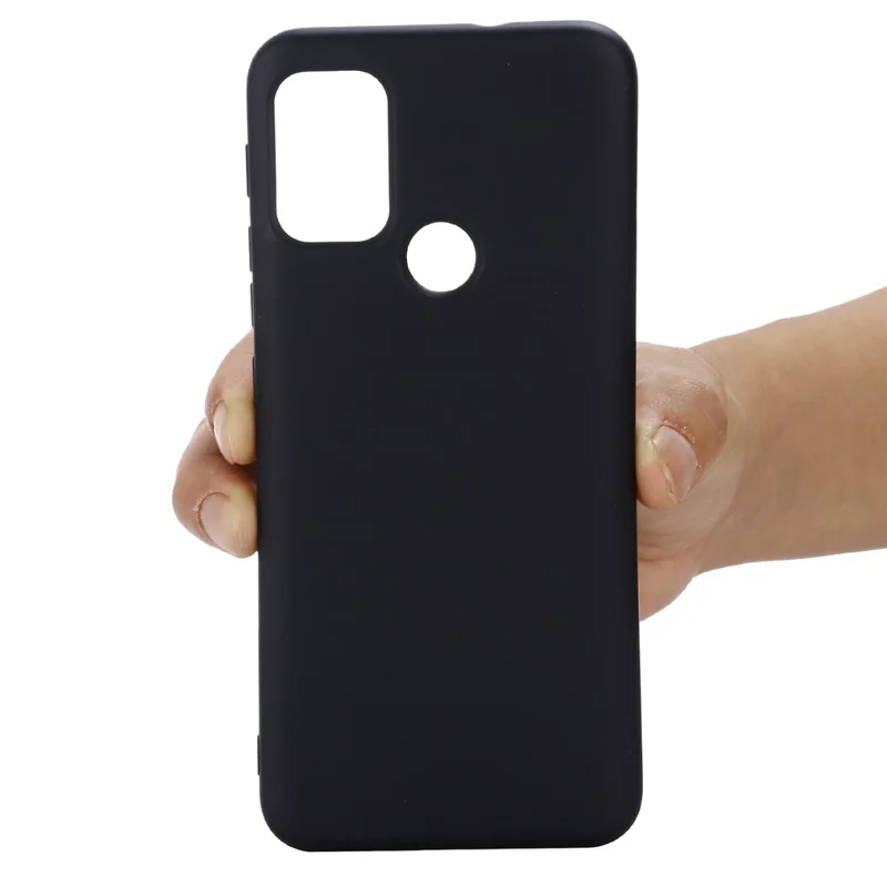 Multiple Color Liquid Silicone Phone Protective Shell with Strap for Motorola Moto G50 - Black