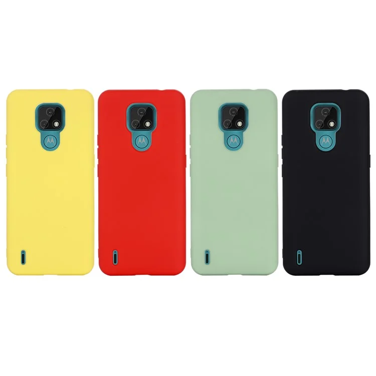 Plain Liquid Silicone Phone Protective Case + Handy Strap for Motorola Moto E7 2020 - Black