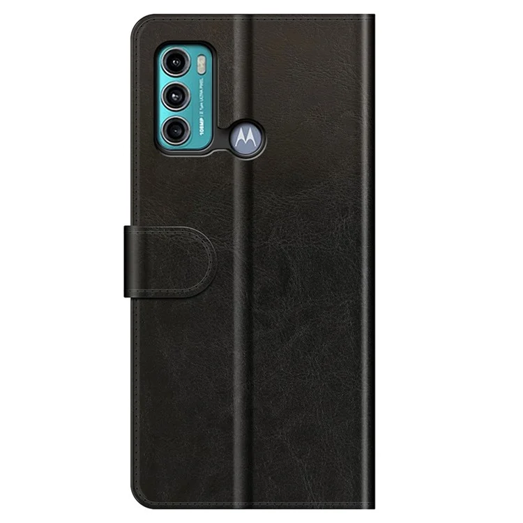 Full Protection Crazy Horse Texture Leather Case with Wallet Stand for Motorola Moto G60/G40 Fusion - Black