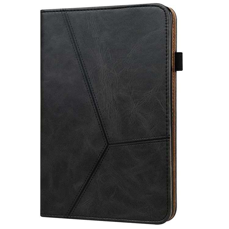 Drop-Resistant Plain Leather Tablet Stand Cover with Card Holder and Pen Strap for Lenovo Tab P11 TB-J606F / Tab P11 5G - Black