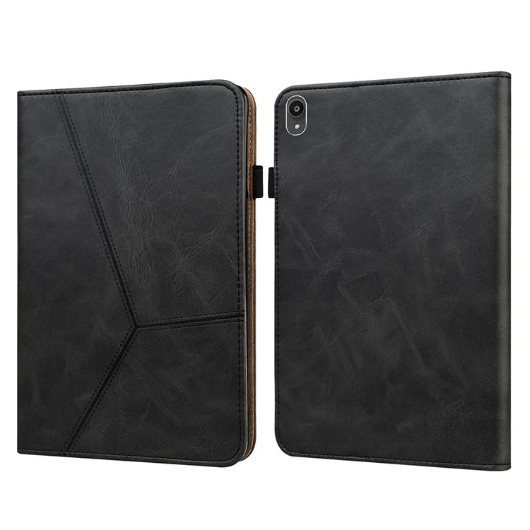 Capa de Tábua de Couro Lisa Resistente a Gota Com Suporte Para Cartão e Alça de Caneta Para a Tab Lenovo P11/P11 5G TB-J606F/J606X - Preto