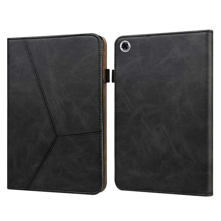 Plain Leather Tablet Cover with Card Holder and Foldable Stand for Lenovo Tab M10 HD Gen 2 X306X - Black