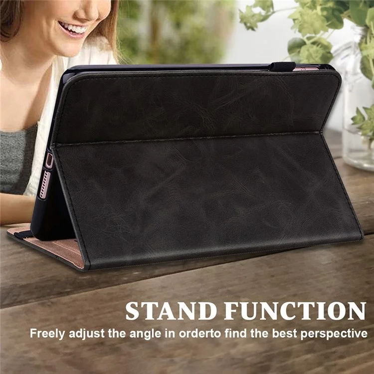 Plain Leather Tablet Cover with Card Holder and Foldable Stand for Lenovo Tab M10 HD Gen 2 X306X - Black
