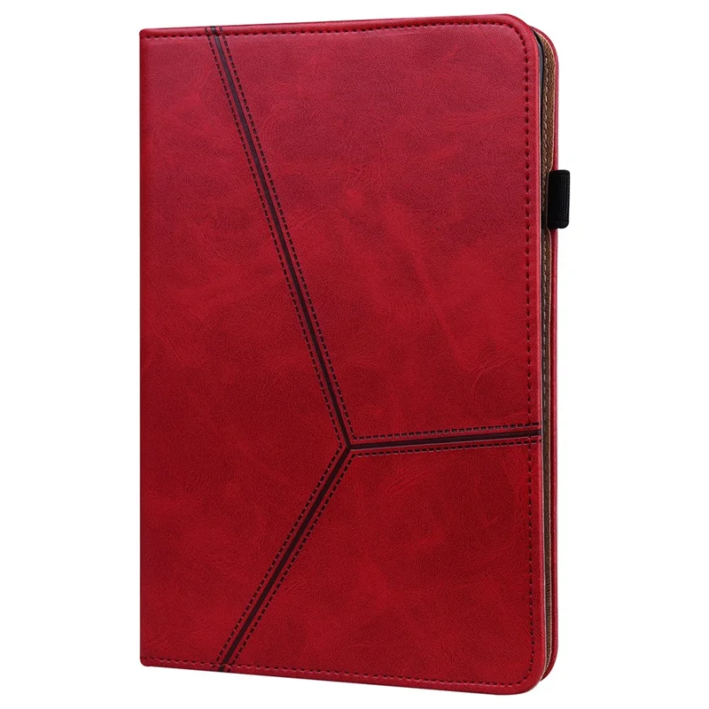 Plain Leather Tablet Cover with Card Holder and Foldable Stand for Lenovo Tab M10 HD Gen 2 X306X - Red