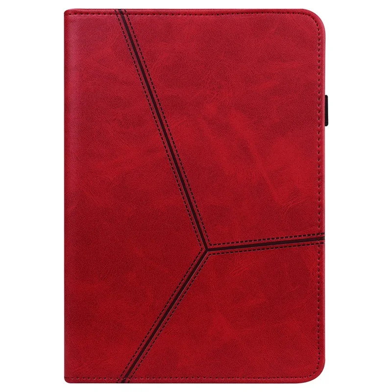 Plain Leather Tablet Cover with Card Holder and Foldable Stand for Lenovo Tab M10 HD Gen 2 X306X - Red