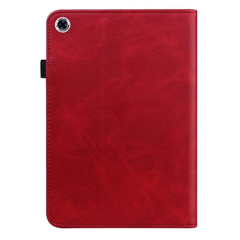 Plain Leather Tablet Cover with Card Holder and Foldable Stand for Lenovo Tab M10 HD Gen 2 X306X - Red