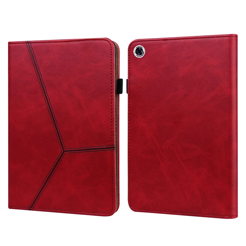 Plain Leather Tablet Cover with Card Holder and Foldable Stand for Lenovo Tab M10 HD Gen 2 X306X - Red