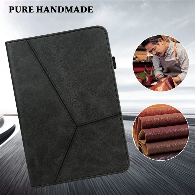 Anti-Scratch Plain Leather Tablet Stand Cover with Card Holder for Lenovo Tab M10 Plus/M10 FHD Plus TB-X606F/TB-606X - Black