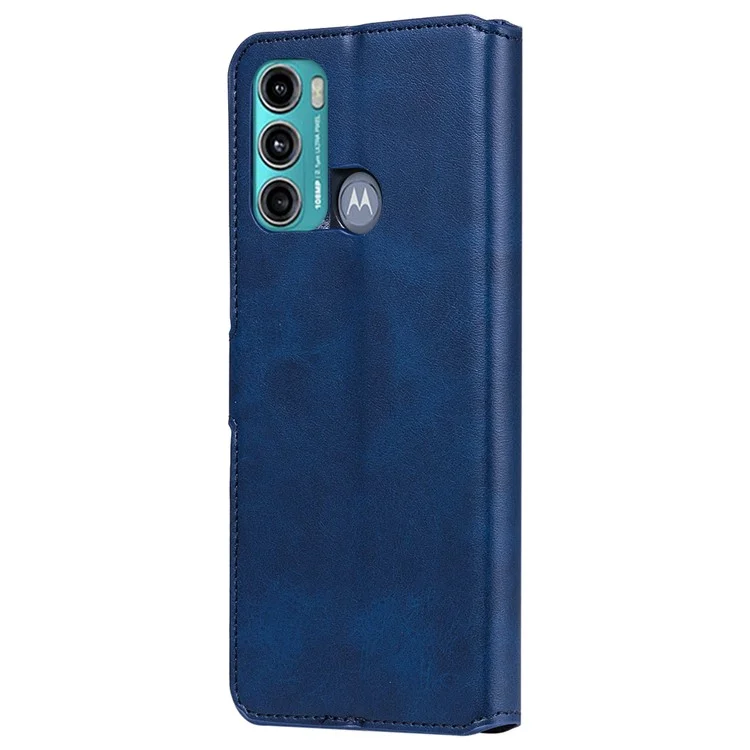 Magnetic Closure PU Leather Phone Cover Wallet Stand Case for Motorola Moto G60/Moto G40 Fusion - Blue