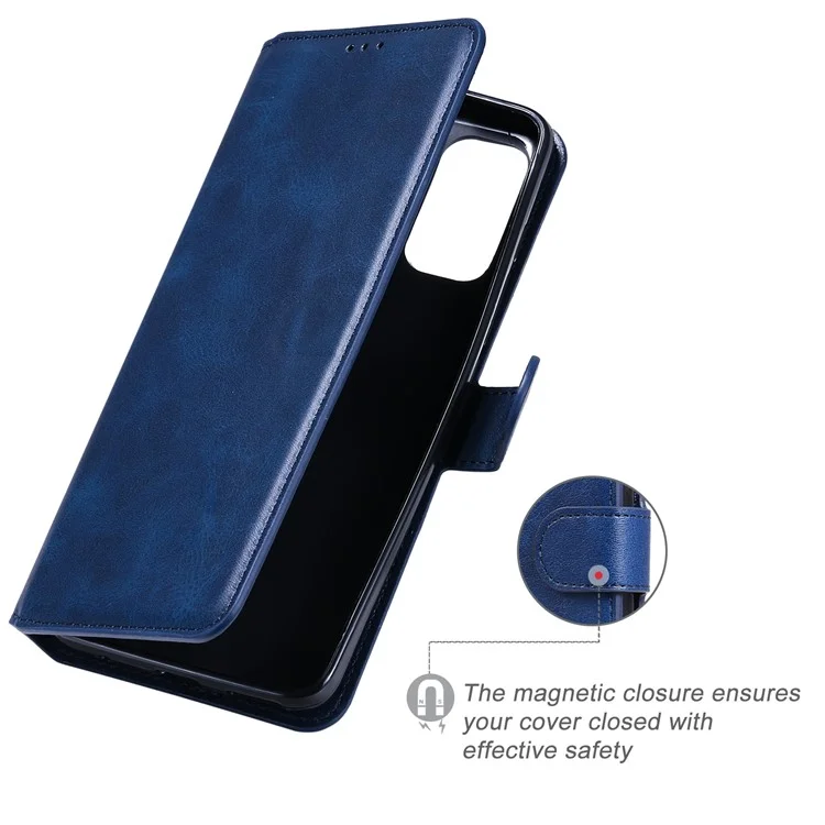 Magnetic Closure PU Leather Phone Cover Wallet Stand Case for Motorola Moto G60/Moto G40 Fusion - Blue