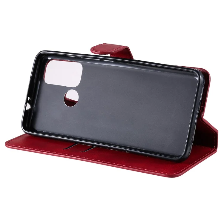 Magnetic Closure PU Leather Phone Cover Wallet Stand Case for Motorola Moto G60/Moto G40 Fusion - Red