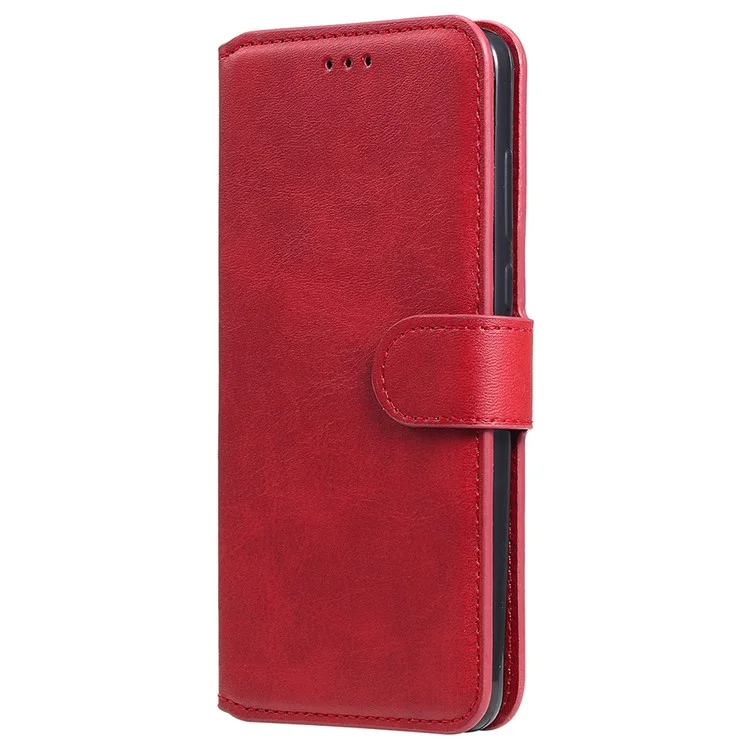 Magnetic Closure PU Leather Phone Cover Wallet Stand Case for Motorola Moto G60/Moto G40 Fusion - Red