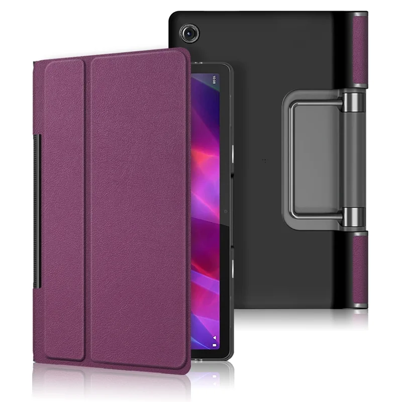 Plain PU Leather Good Shock-Absorption Tablet Cover with Kickstand for Lenovo Yoga Tab 11 - Purple