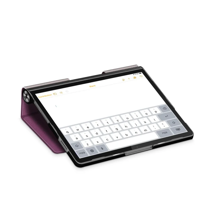 Plain PU Leather Good Shock-Absorption Tablet Cover with Kickstand for Lenovo Yoga Tab 11 - Purple