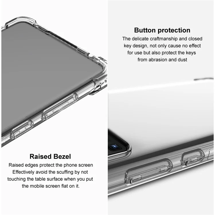 Coque de téléphone en TPU souple antichoc IMAK avec protecteur d'écran pour Motorola Edge 20 Lite - Noir transparent