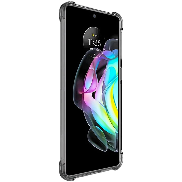 IMAK Cushioned Four Corner Anti Drop TPU Phone Shell Case with Screen Protector for Motorola Edge 20 - Transparent Black