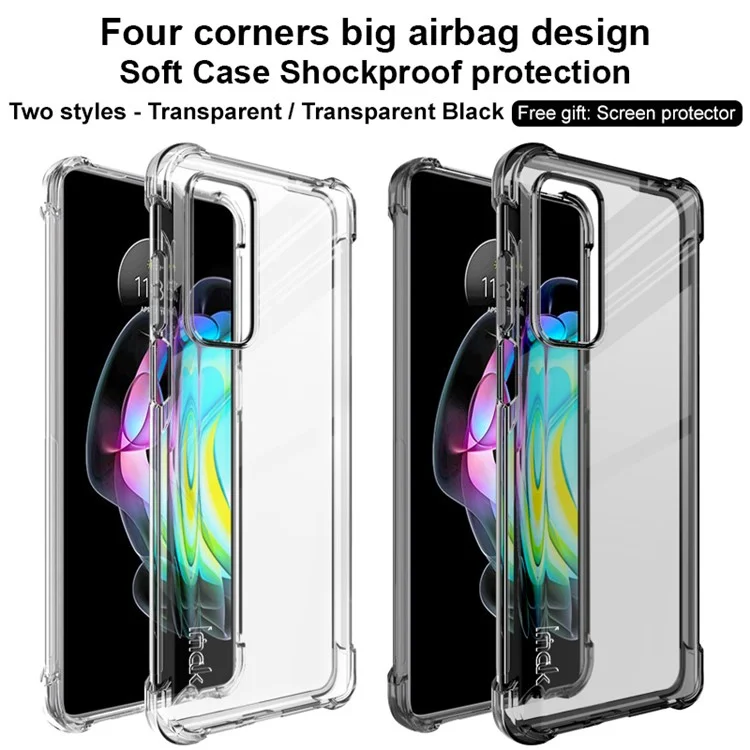 Coque de téléphone IMAK Cushioned Four Corner Anti Drop TPU avec protecteur d'écran pour Motorola Edge 20 - Transparent