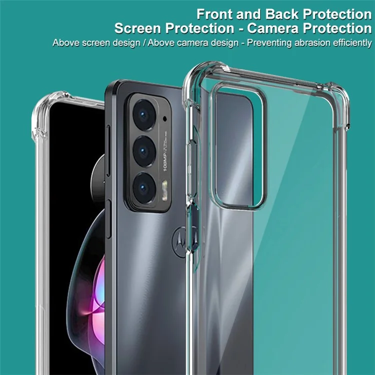 Coque de téléphone IMAK Cushioned Four Corner Anti Drop TPU avec protecteur d'écran pour Motorola Edge 20 - Transparent