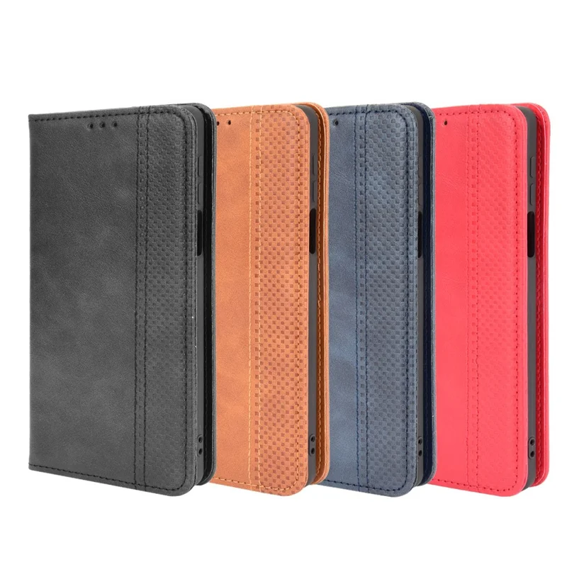 Vintråt stil plånbok ställ auto-absorberande läder mobilskal för Motorola Edge 20 Pro/Edge S Pro - Svart