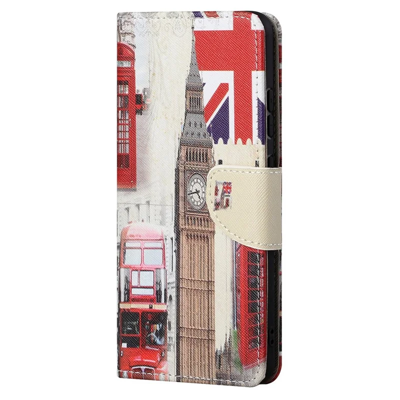Cross Texture Pattern Printing PU Leather Wallet Stand Flip Case with Magnetic Closure for Motorola Edge 20 - London Style