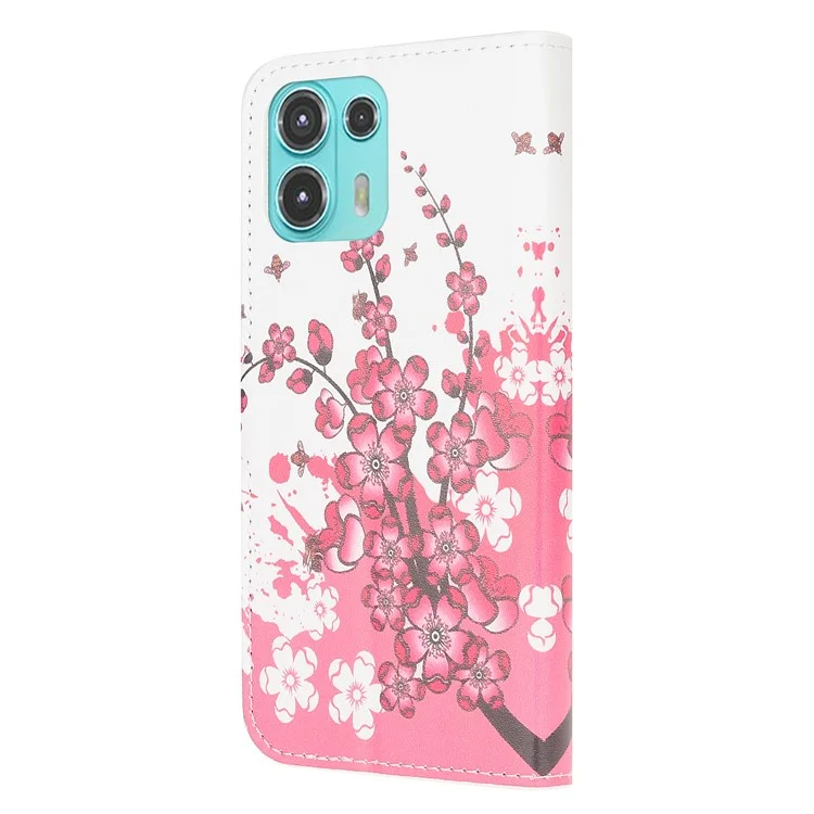 Funda de Cartera con Cierre Magnético y Estampado para Motorola Edge 20 Lite - Flor de Ciruelo