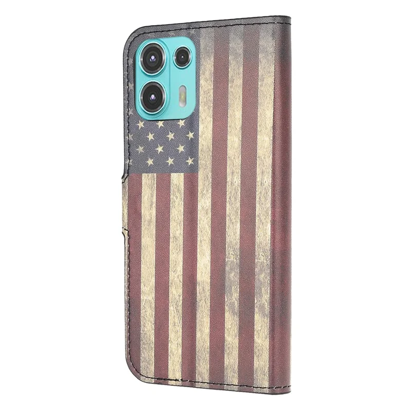 Pattern Printing Magnetic Clasp Leather Wallet Stand Case Cover for Motorola Edge 20 Lite - Flag Element 1