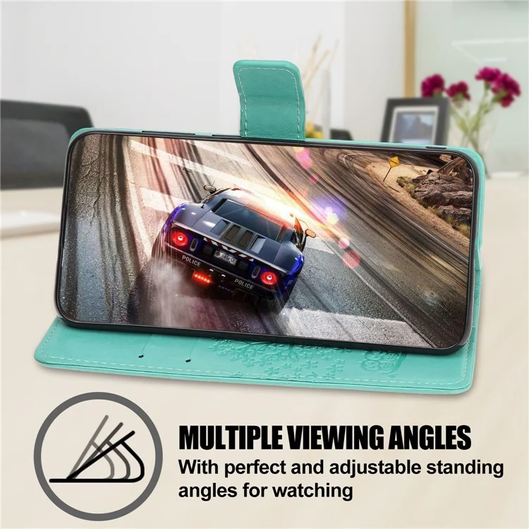 Owl and Tree Pattern Imprinted Wallet Stand Leather Case Shell with Wrist Strap for Motorola Edge 20 Lite - Green