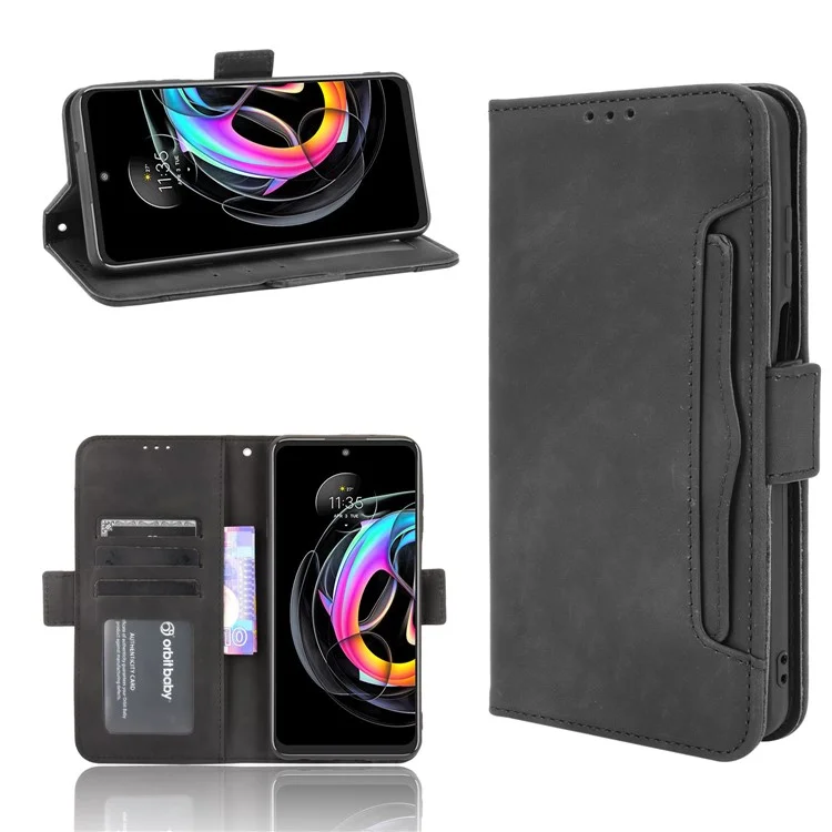 PU Leather Wallet Stand Design Phone Case with Multiple Card Slots for Motorola Edge 20 Lite/Edge 20 Fusion - Black