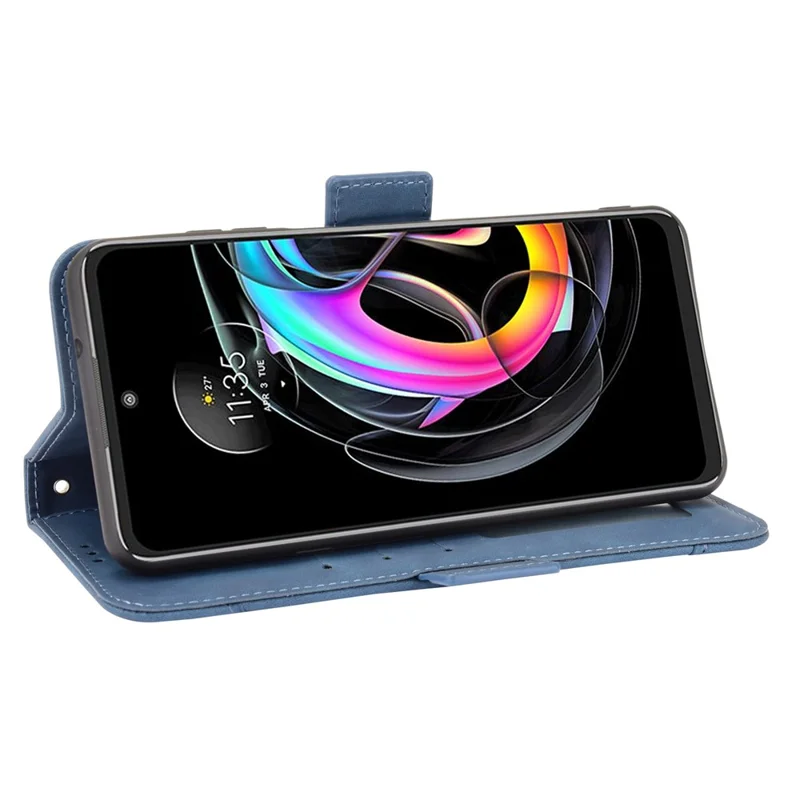 PU Leather Wallet Stand Design Phone Case with Multiple Card Slots for Motorola Edge 20 Lite/Edge 20 Fusion - Blue