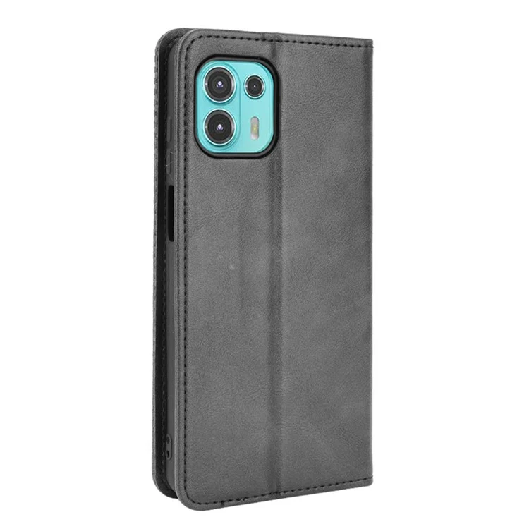 Funda protectora de cuero con estilo vintage y absorción automática, anticaídas, con soporte para Motorola Edge 20 Lite/Edge 20 Fusion - Negro