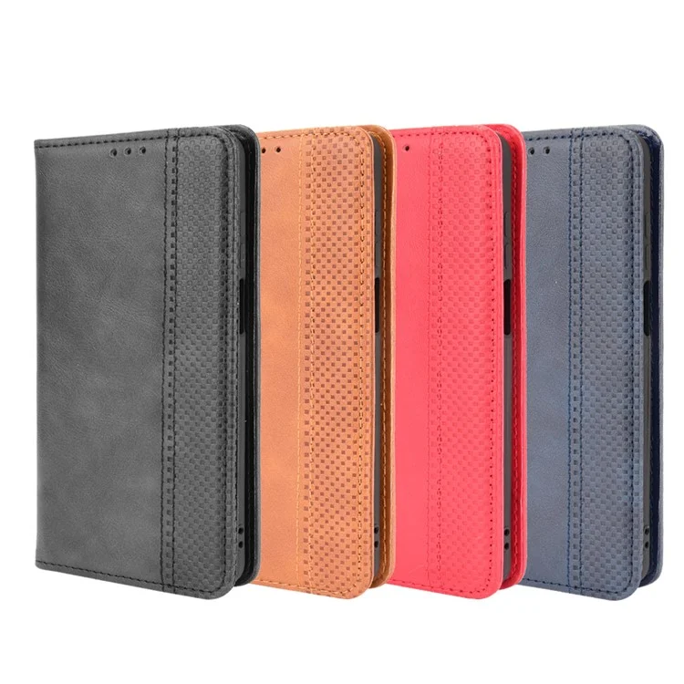 Funda protectora de cuero con estilo vintage y absorción automática, anticaídas, con soporte para Motorola Edge 20 Lite/Edge 20 Fusion - Negro