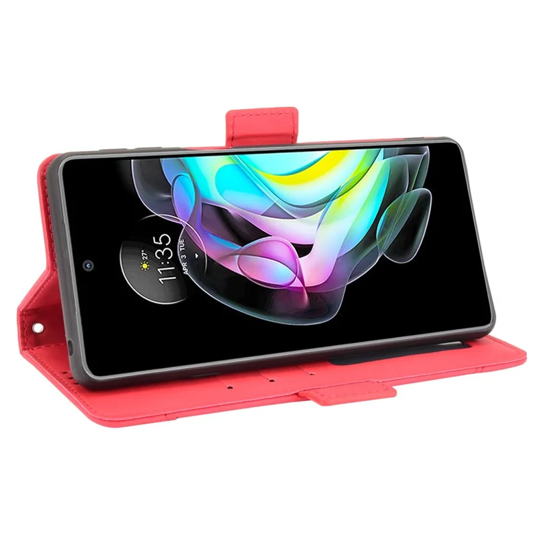 PU Leather Anti-Drop Multiple Card Slots Wallet Design Phone Cover with Stand for Motorola Edge 20 /Edge Lite Luxury Edition - Red