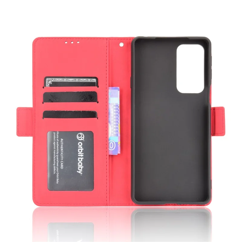 PU Leather Anti-Drop Multiple Card Slots Wallet Design Phone Cover with Stand for Motorola Edge 20 /Edge Lite Luxury Edition - Red