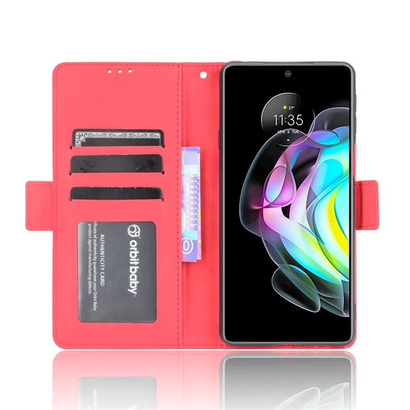 PU Leather Anti-Drop Multiple Card Slots Wallet Design Phone Cover with Stand for Motorola Edge 20 /Edge Lite Luxury Edition - Red