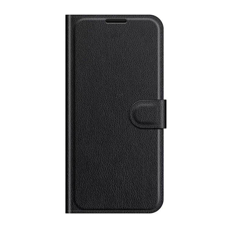 Wallet Design Folio Flip Litchi Texture Protective Soft PU Leather Phone Case with Stand for Motorola Edge 20 - Black