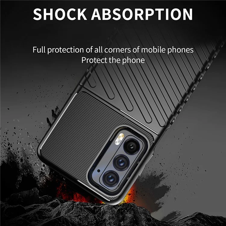 Serie Tuono Tessuto Twill Antiscivolo Aumenta la Presa Morbida Custodia Protettiva TPU per Motorola Edge (2021) - Blu 