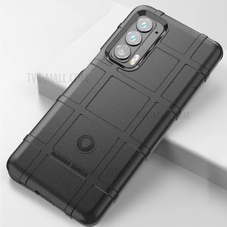 Custodia protettiva antigraffio e antiurto, con texture a griglia quadrata morbida in TPU rinforzata per Motorola Edge (2021) - Blu