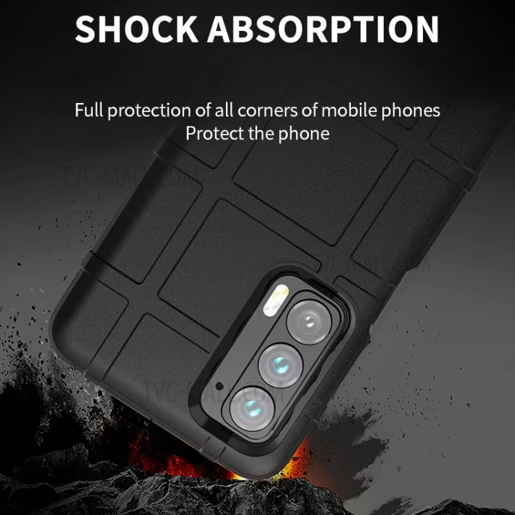Custodia protettiva antigraffio e antiurto, con texture a griglia quadrata morbida in TPU rinforzata per Motorola Edge (2021) - Blu