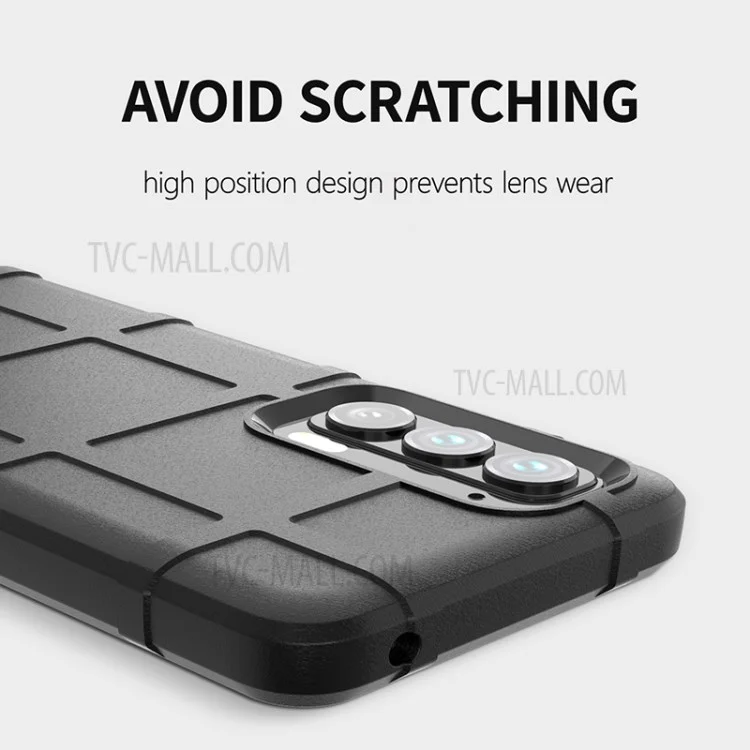 Custodia protettiva antigraffio e antiurto, con texture a griglia quadrata morbida in TPU rinforzata per Motorola Edge (2021) - Blu