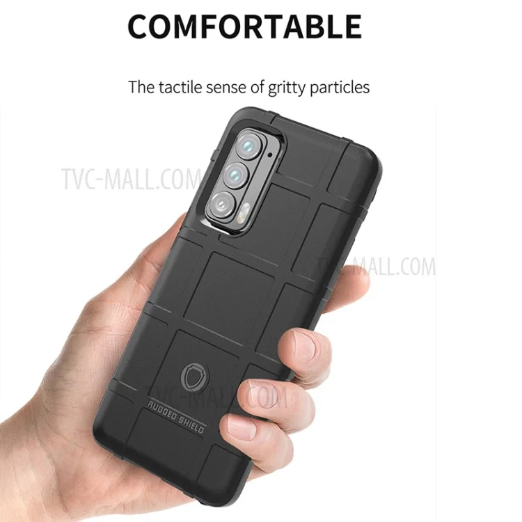 Custodia protettiva antigraffio e antiurto, con texture a griglia quadrata morbida in TPU rinforzata per Motorola Edge (2021) - Blu