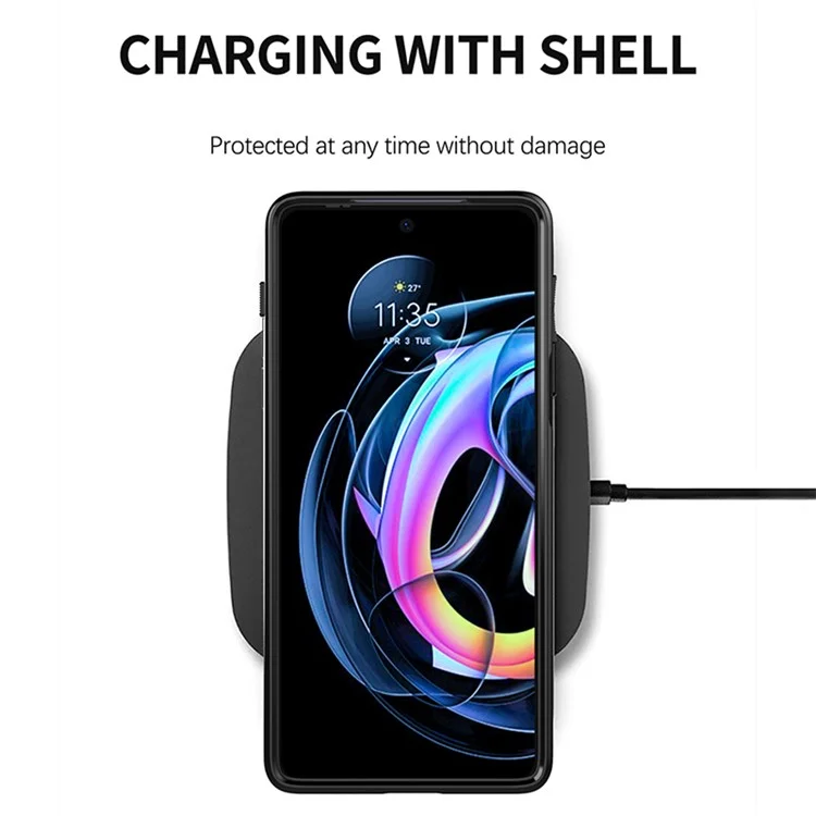 Boîtier de protection pour téléphone portable Motorola Edge 20 Pro/S Pro, série Thunder, texture sergé TPU, renforcé et résistant aux chocs - Noir