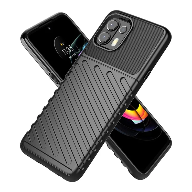 Funda protectora de teléfono Fashion Soft TPU con textura de tela de twill de la serie Thunder para Motorola Edge 20 Lite / Edge 20 Fusion - Negro