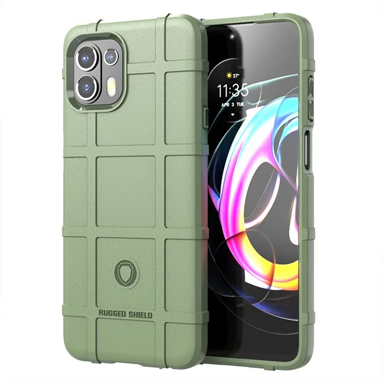 Caso de Telefone Resistente com Textura de Grade Quadrada Reforçada em TPU à Prova de Choque e Anti-Derrapante para Motorola Edge 20 Lite/Edge 20 Fusion - Verde