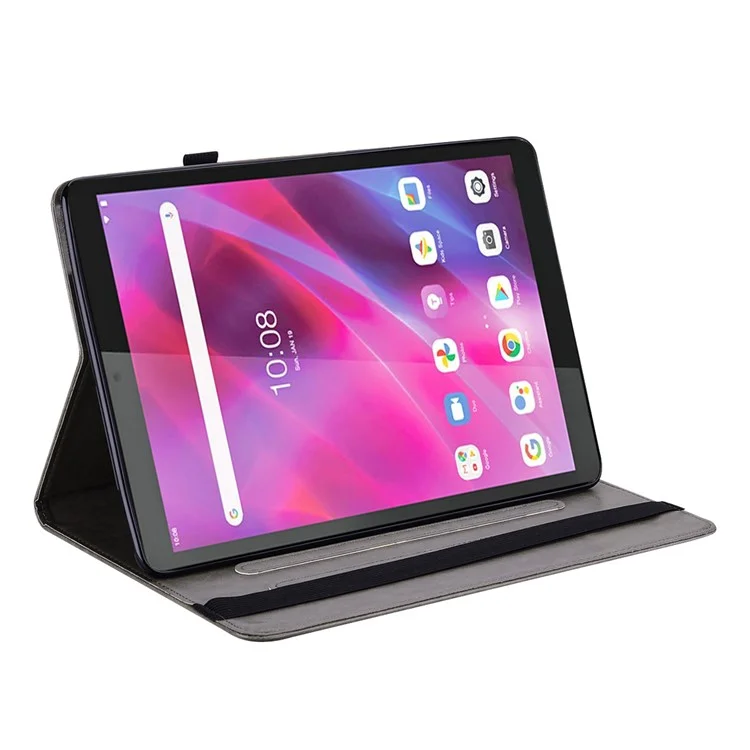 Treça de Impressão e Padrão de Tira Elástica de Tira Elástica Tampa do Tablet Stand Para Lenovo Tab M10 HD (TB-X505L/TB-X505F)/M10 (tb-x605l/tb-x605f)/tab P10 (TB-X705F TB-X705L) - Cinza