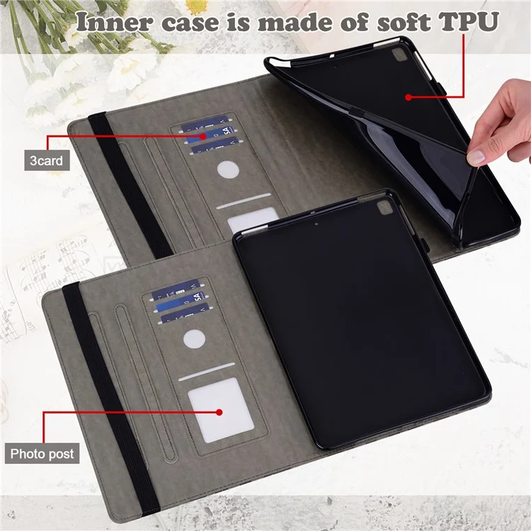 Imprint Tree and Deer Pattern Elastic Strap Closure Leather Stand Tablet Cover for Lenovo Tab M10 HD (TB-X505L/TB-X505F)/M10 (TB-X605L/TB-X605F)/Tab P10 (TB-X705F TB-X705L) - Grey