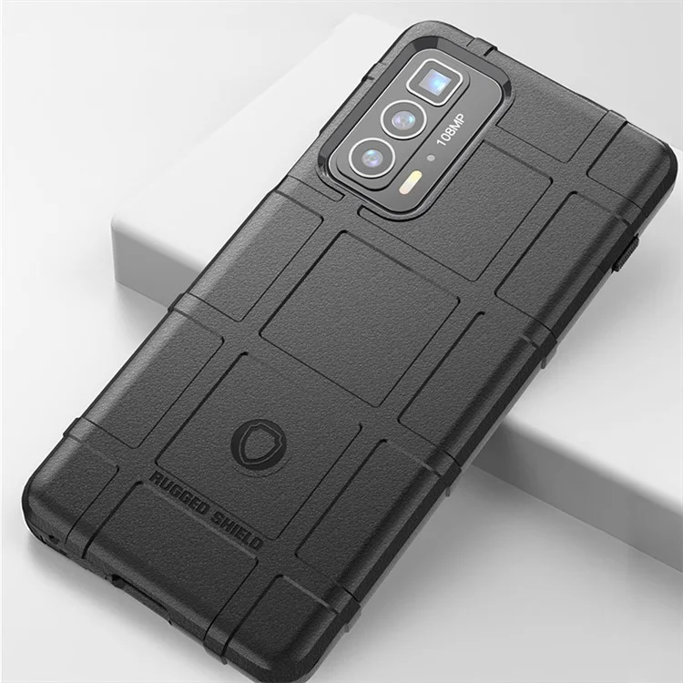 Anti-Drop Rugged Square Grid Texture Soft TPU Shockproof Protective Case for Motorola Edge 20 Pro / Edge S Pro - Black