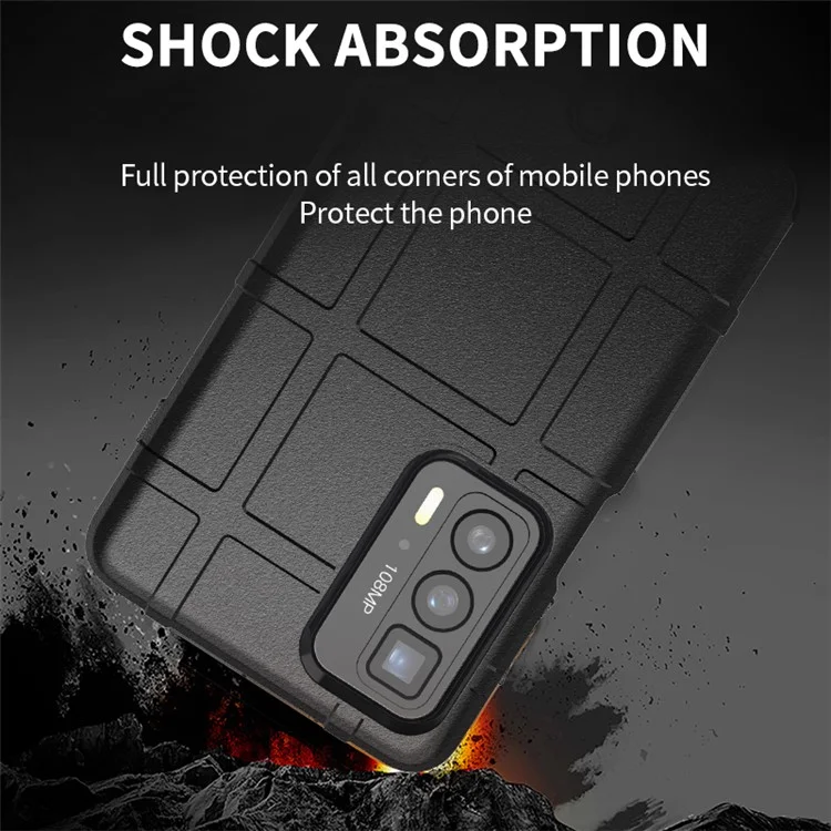 Anti-Drop Rugged Square Grid Texture Soft TPU Shockproof Protective Case for Motorola Edge 20 Pro / Edge S Pro - Black