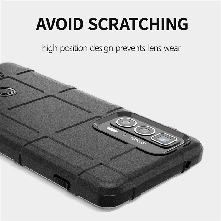 Anti-Drop Rugged Square Grid Texture Soft TPU Shockproof Protective Case for Motorola Edge 20 Pro / Edge S Pro - Black