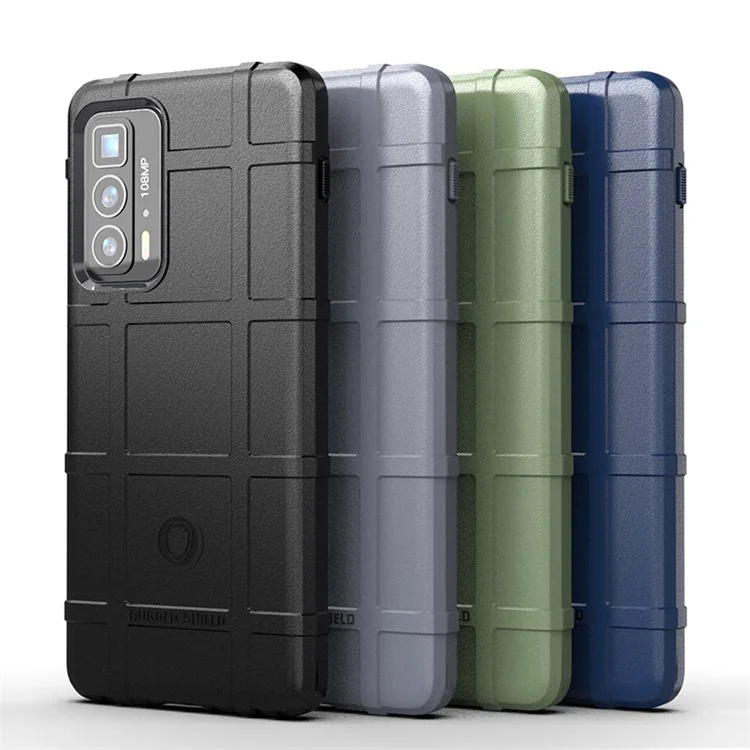 Funda protectora de TPU suave Antidrop Rugged Square Grid Texture Shockproof para Motorola Edge 20 Pro / Edge S Pro - Negro
